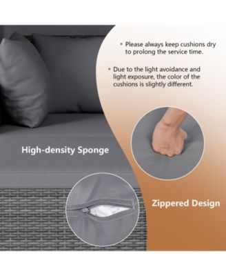 Patio Rattan Daybed Lounge Retractable Top Canopy Side Tables Cushions