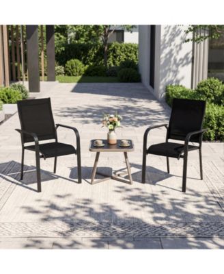 Patio Dining Chairs Set of 6 w/Metal Frame Breathable Mesh Fabric Backrest