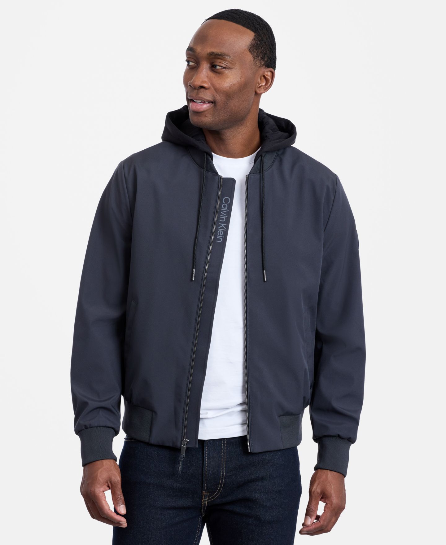 Мужская куртка Calvin Klein Bomber Knit Hood, цвет: Железный — фото 1