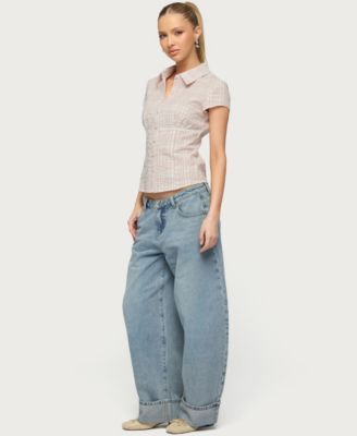 Women's Naiah Plaid Tailored Button Up Shirt