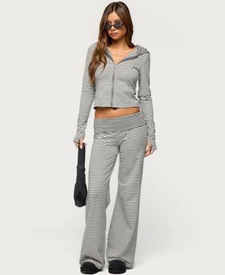 Women's Meggy Striped Foldover Pants