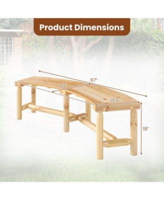 2PCS Patio Curved Bench for 2-3 People Outdoor Loveseat for Backyard Garden