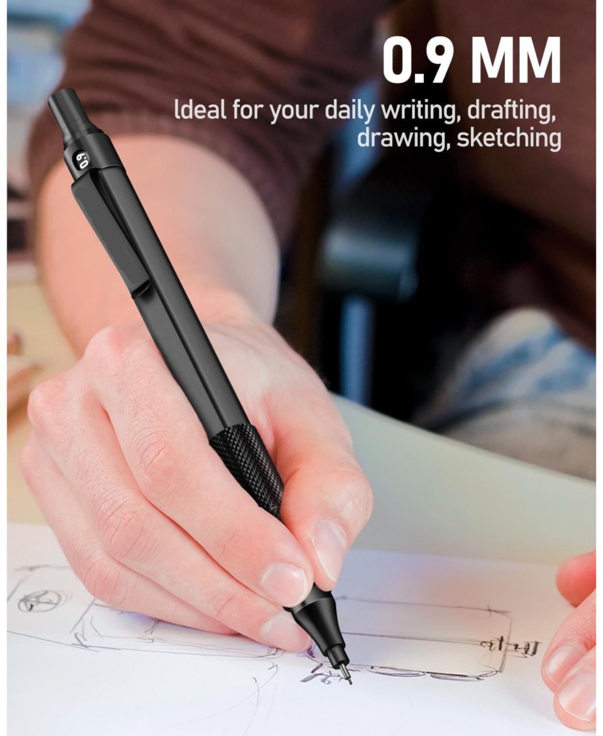 Htutwoo 0.9mm Metal Mechanical Pencil Set