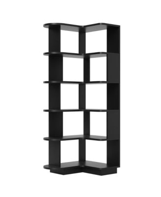 5-Tier Corner Bookshelf - L-Shaped Freestanding Bookcase, Storage Shelf & Display Stand for Living Room, Home Office