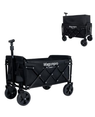 All-in-One Convertible Folding Wagon Cart - Expandable Dual-Layer Wagon with All Terrain Wheels, 225lbs Capacity for Camping, Grocery