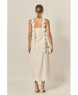 Women's Flower Strap Detail Midi Dress