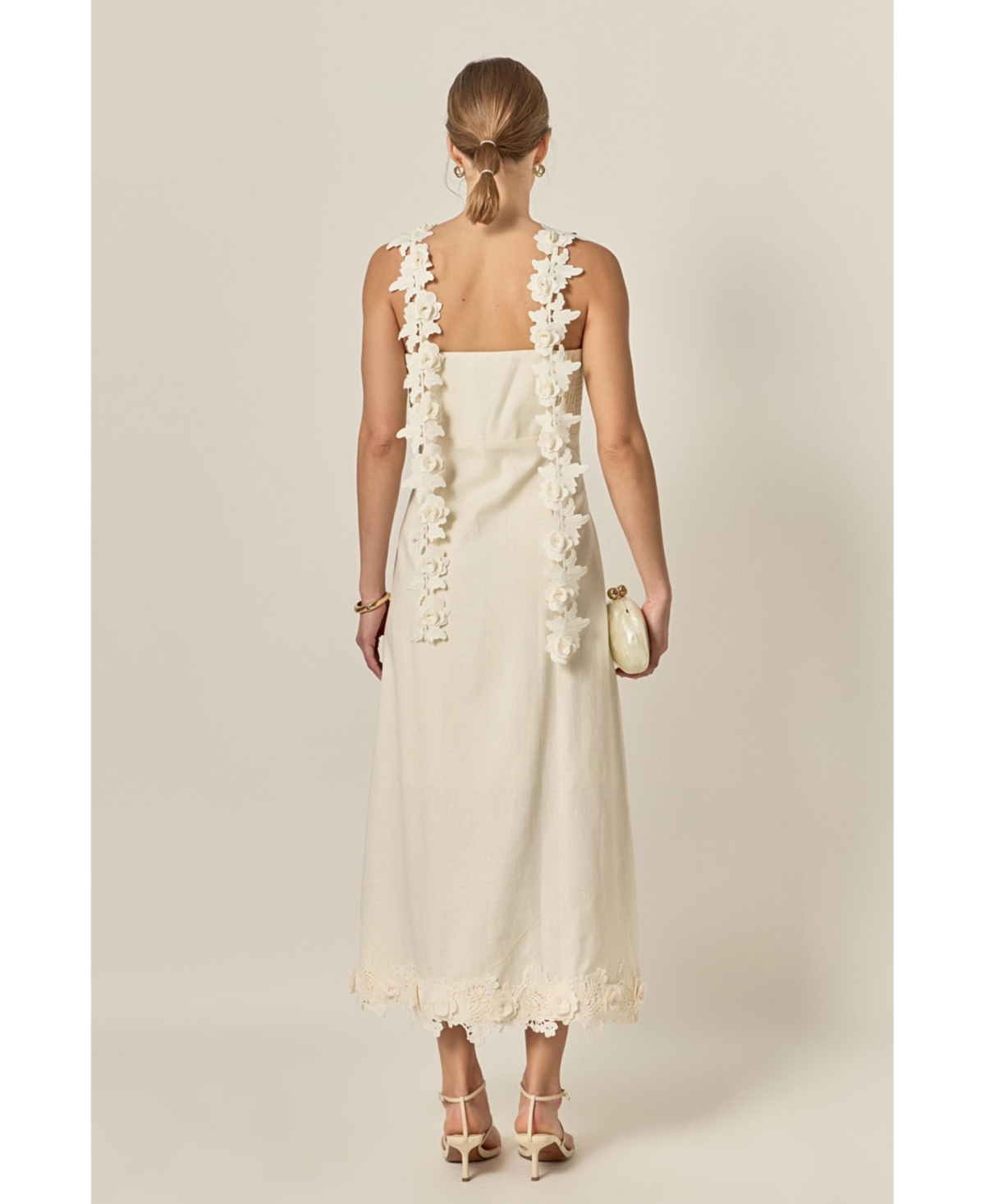 English Factory Women's Flower Strap Detail Midi Dress