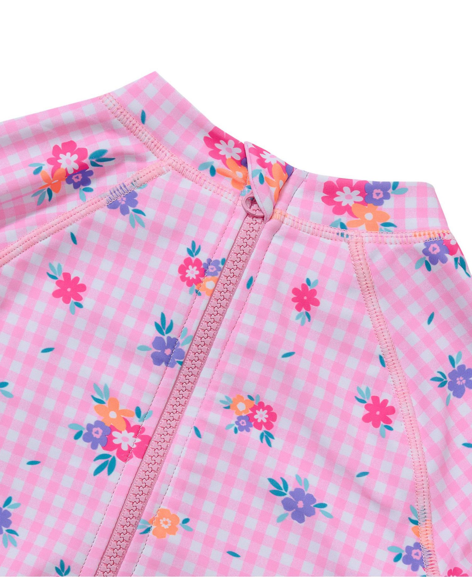 Girls Child Chlorine Resistant Long Sleeve Ruffle One Piece Swimsuit