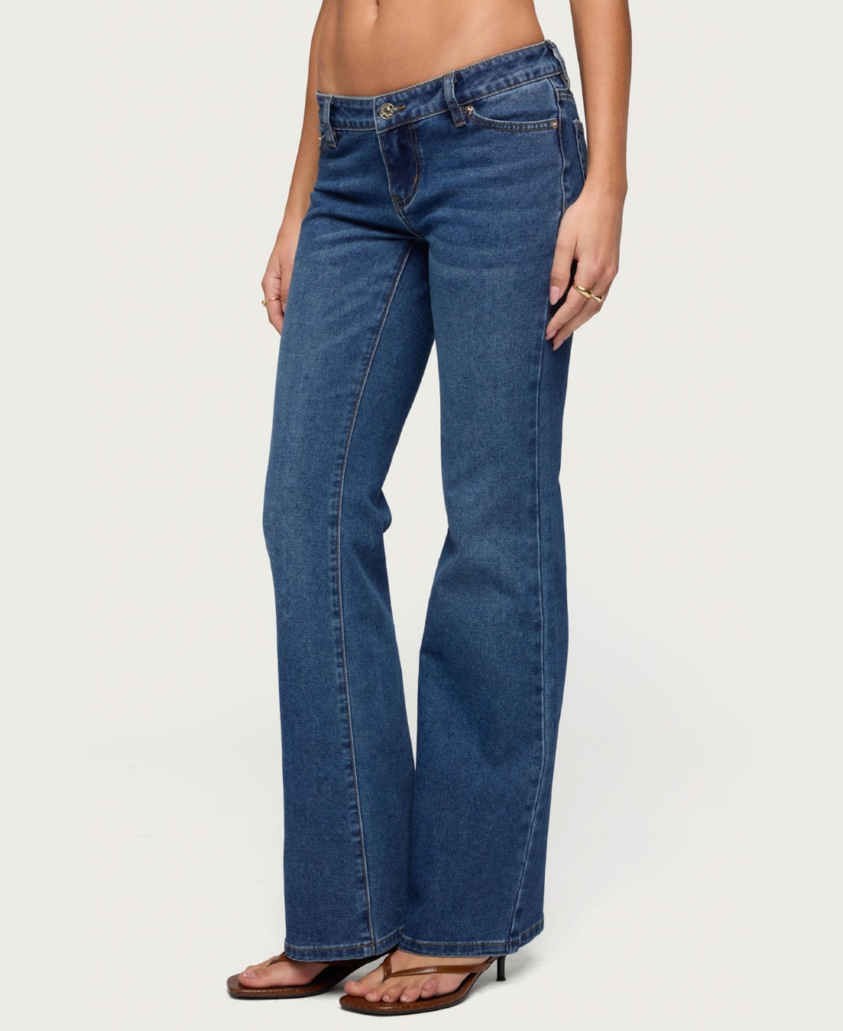 Edikted Women's Vania Ultra Low Rise Bootcut Jeans