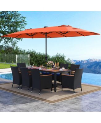 11 PCS Patio Dining Set w/ 15ft Double-Sided Patio Umbrella (Base Included)