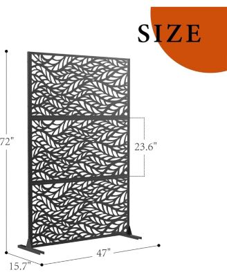Outdoor Privacy Screen, Metal Freestanding Patio Divider for Garden, Deck & Balcony