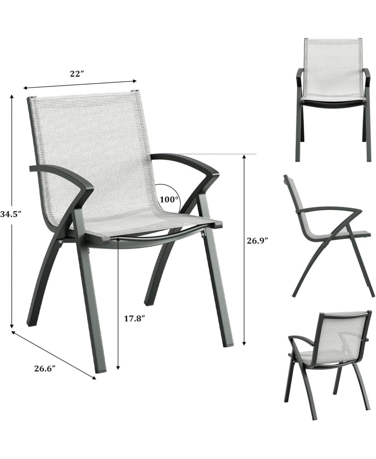 gaomon 4PCS Modern Aluminum Outdoor Dining Chairs