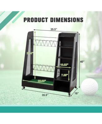 Golf Bag Storage Rack - Wooden Golf Clubs Organizer Fit 2 Golf Bags and Other Golfing Equipment Accessories for Garage, Club, Basement