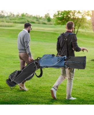 Golf Stand Cart Bag with 4-Way Divider, Organizer Pockets, Carry Strap