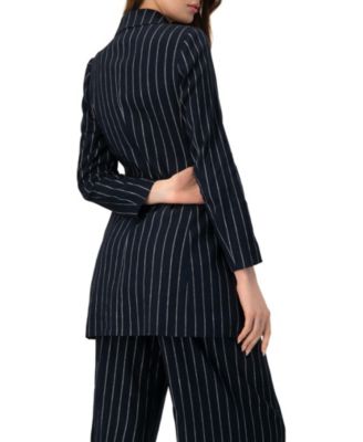 Women's Striped Blazer with Patch Pockets
