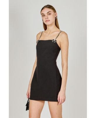 Women's Rhinestone Bow Mini Dress
