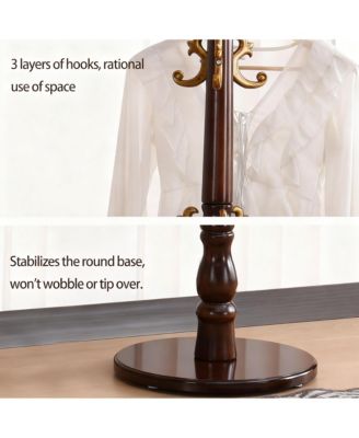 Stable Round Base Coat Rack with 14 Hooks for Space-saving Storage