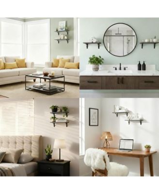 Wooden Wall Shelves Set of 2 - Easy Install, Sturdy, Multi-Use