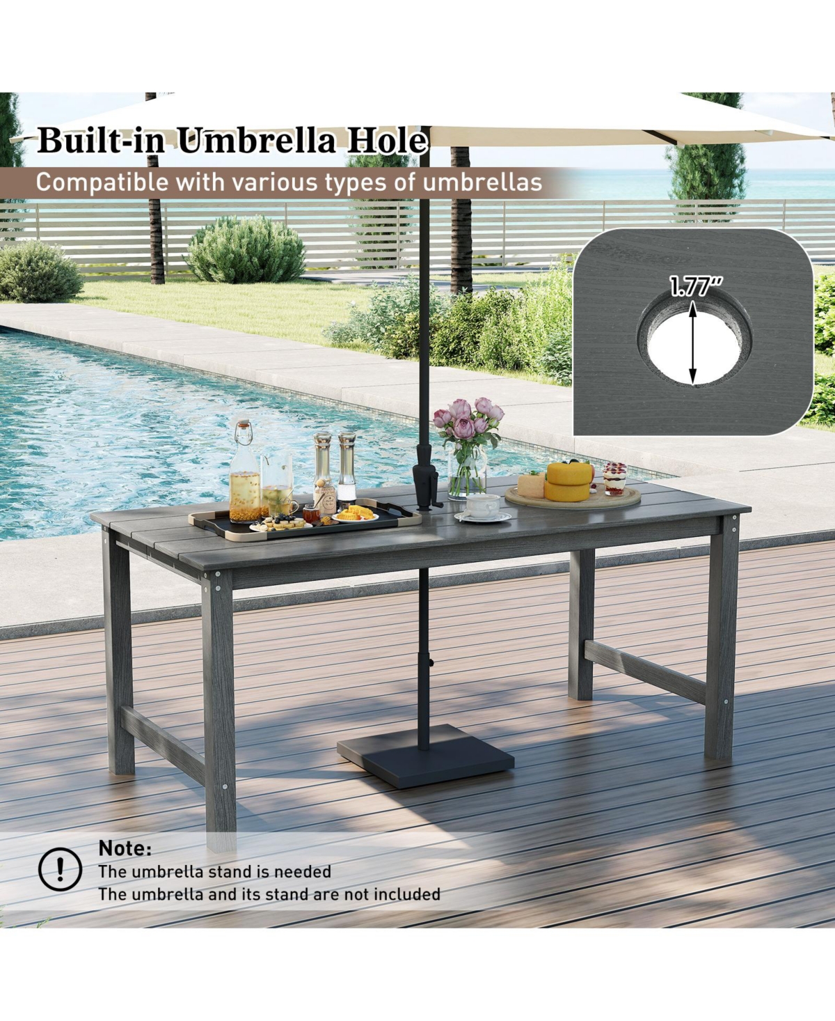 Gymax 3PCS Dining Table Set w/ 2 BenchesPatio Hdpe Weather Resistant Furniture