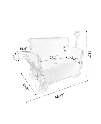 Heavy-Duty Folding Wagon Cart with Bench Seat and Rear-Mounted Folding Tabletop, 500lbs Capacity for Camping, Beach and Garden