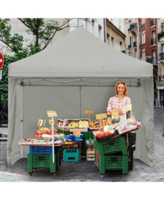 10x10 ft Pop-Up Gazebo with 4 Adjustable Heights & Folding Awning