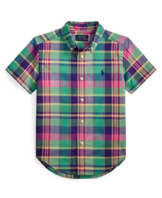 Polo Ralph Lauren Boys' 2-7 Plaid Poplin Short-Sleeve Shirt - Macy's