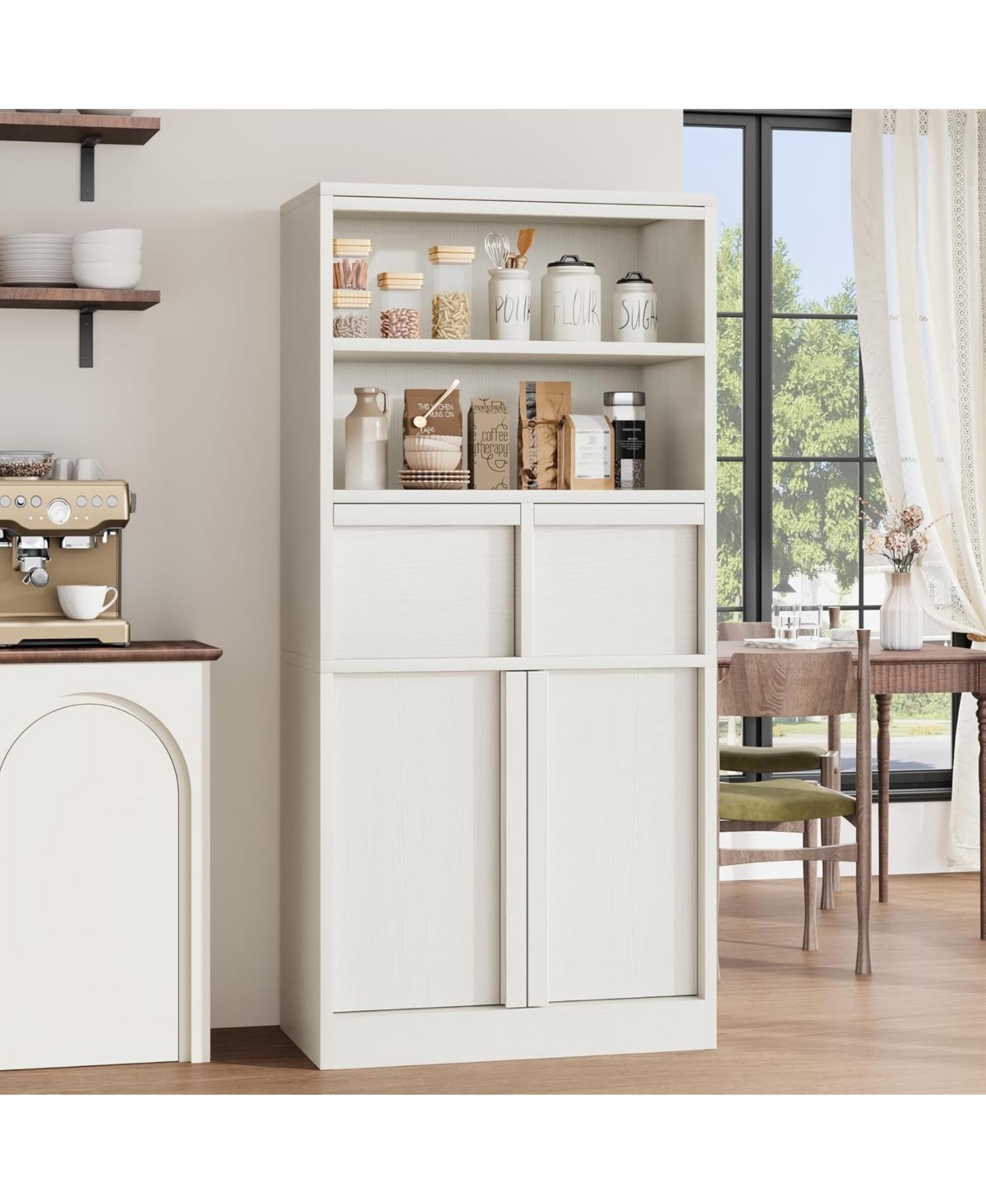 gaomon Tall Freestanding Bathroom Cabinet, 51" H, Doors & 2 Drawers, Organizer for Bathroom, Living Room, Kitchen & Pantry, White