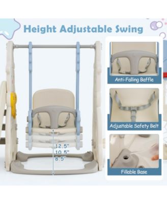 7-in-1 Toddler Slide and Swing Set with Adjustable Swing & Basketball Hoop