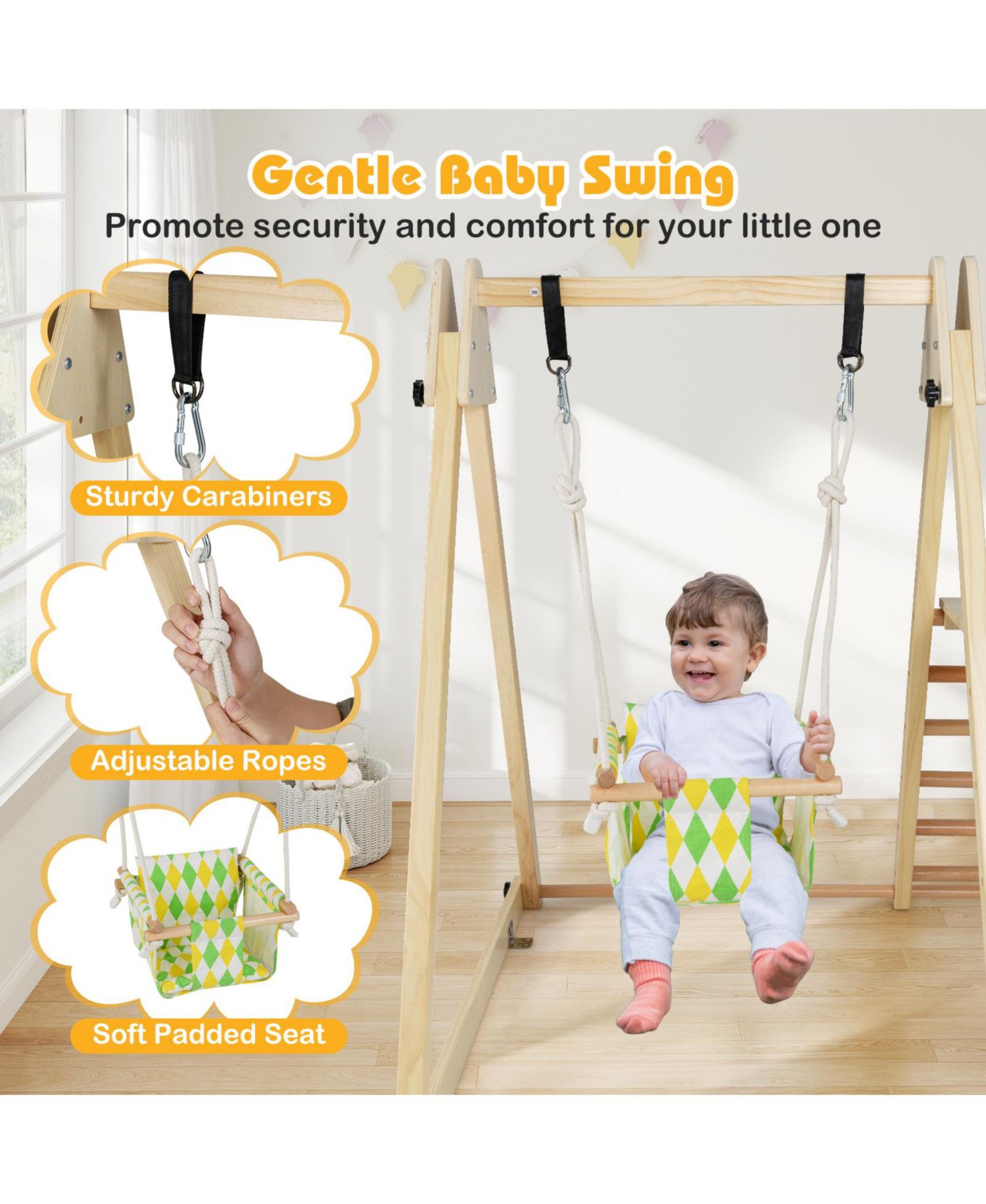 4-in-1 Indoor Jungle Gym with Baby Swing