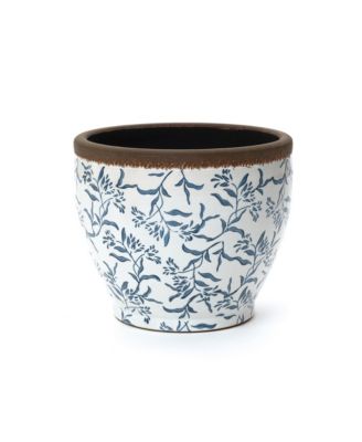  Floral Ceramic Planter, 15.16" Round, Indoor & Outdoor Garden Pot