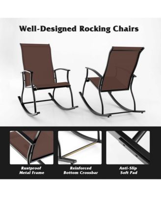 Set of 4 Outdoor Rocking Chair Patio Rocker w/ Breathable Fabric