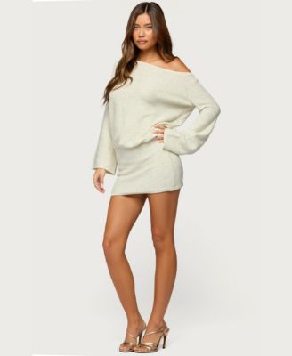 Women's One Shoulder Sequin Knit Mini Dress