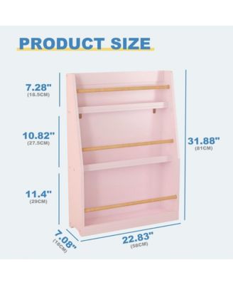 Kids Bookshelf - 3-Tier Organizer for Books and Toys, Multifunctional Book Rack Display Stand for Playroom, Nursery and Classrooms