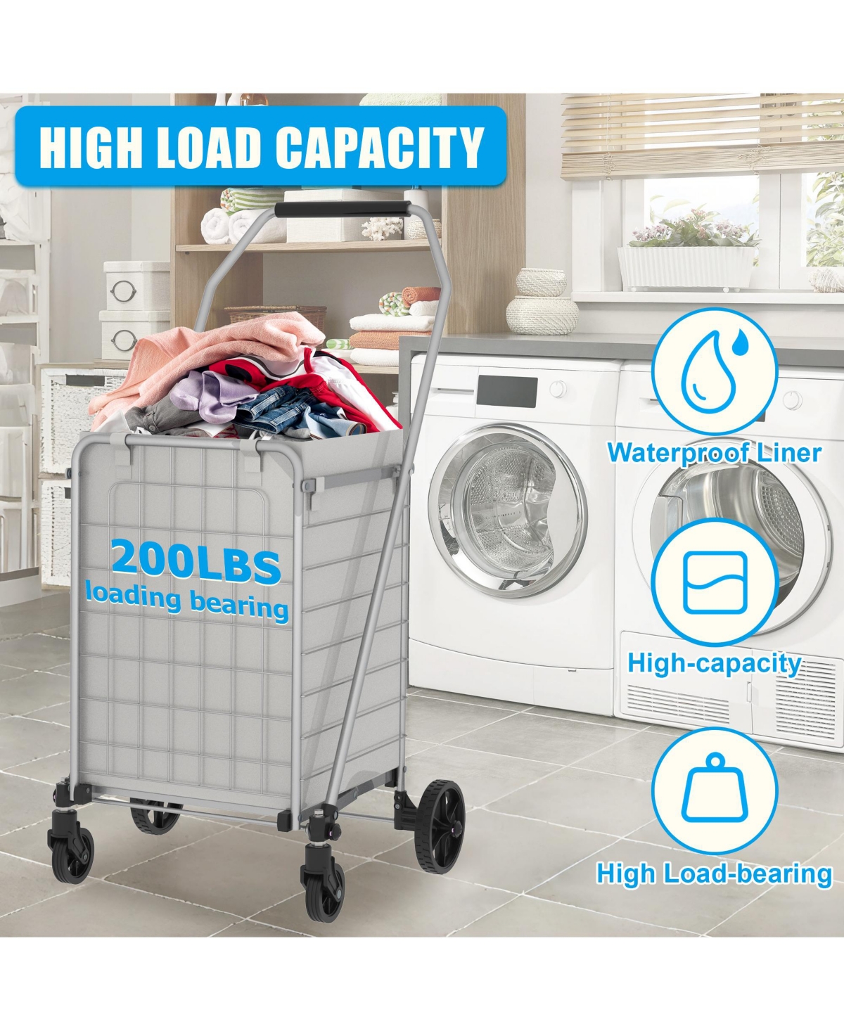 Rainsken Foldable Heavy Duty Shopping Cart