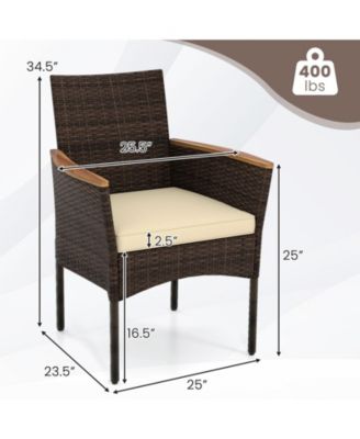 Patio Wicker Chairs 6 PCS w/Steel Frame & Soft Cushions Armrests Outdoor