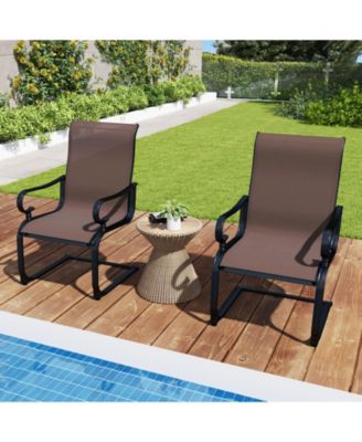 Patio Dining Chairs Set of 4 C-Spring Motion Patio Chairs w/ Metal Frame