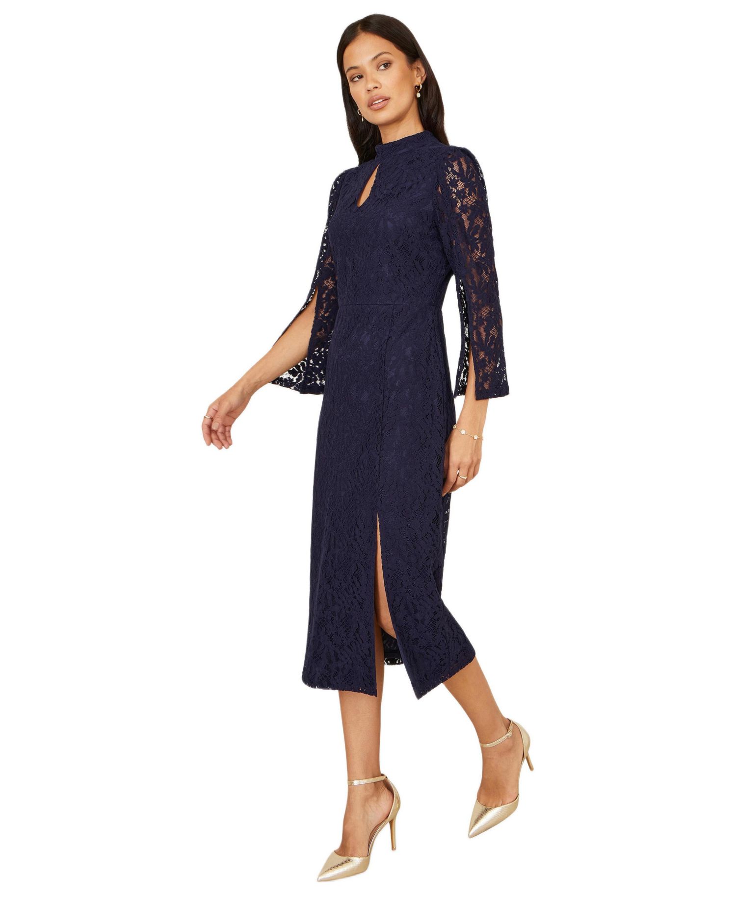 Women's Lace Fitted Midi Dress