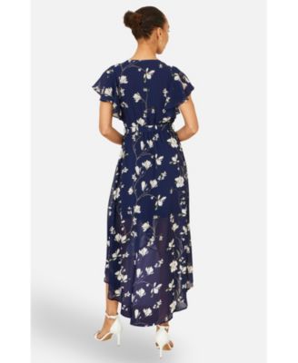 Women's Floral Frill Hem Wrap Midi Dress