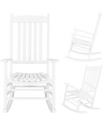 Outdoor Rocking Chair, High Back Porch Rocker, All-Weather Patio Chair for Garden, Deck, Backyard & Balcony, Ladder Back