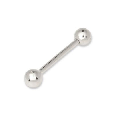 Solid 14k Gold 14G 5mm Bezel Cubic Zirconia Straight Barbell Internally Threaded Tongue Ring Body Piercing Ring
