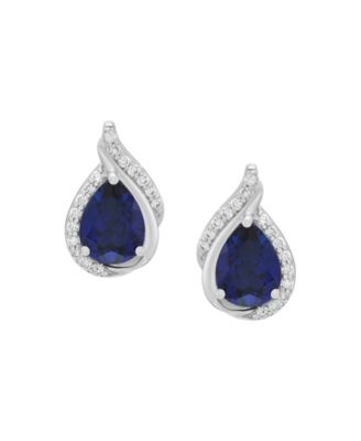 Created Sapphire (2-5/8 ct. t.w.) & Created White Sapphire (1/3 ct. t.w.) Stud Earrings in Sterling Silver