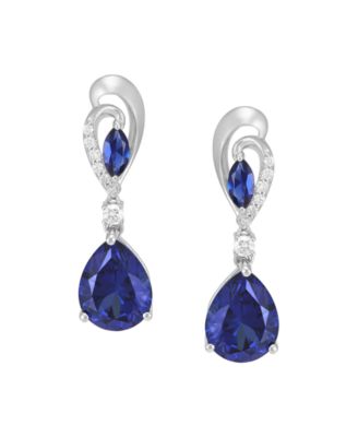 Created Sapphire (4-1/5 ct. t.w.) & Created White Sapphire (1/5 ct. t.w.) Drop Earrings in Sterling Silver