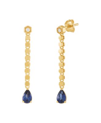 Created Sapphire (9/10 ct. t.w.) & White Sapphire (1/20 ct. t.w.) Drop Earrings in 14k Yellow Gold-Plated Sterling Silver