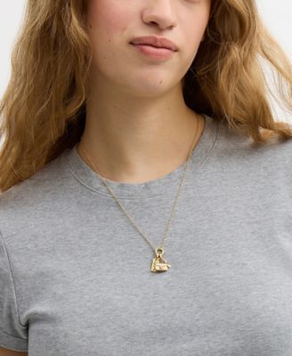 Gold Signature Charm Pendant Necklace
