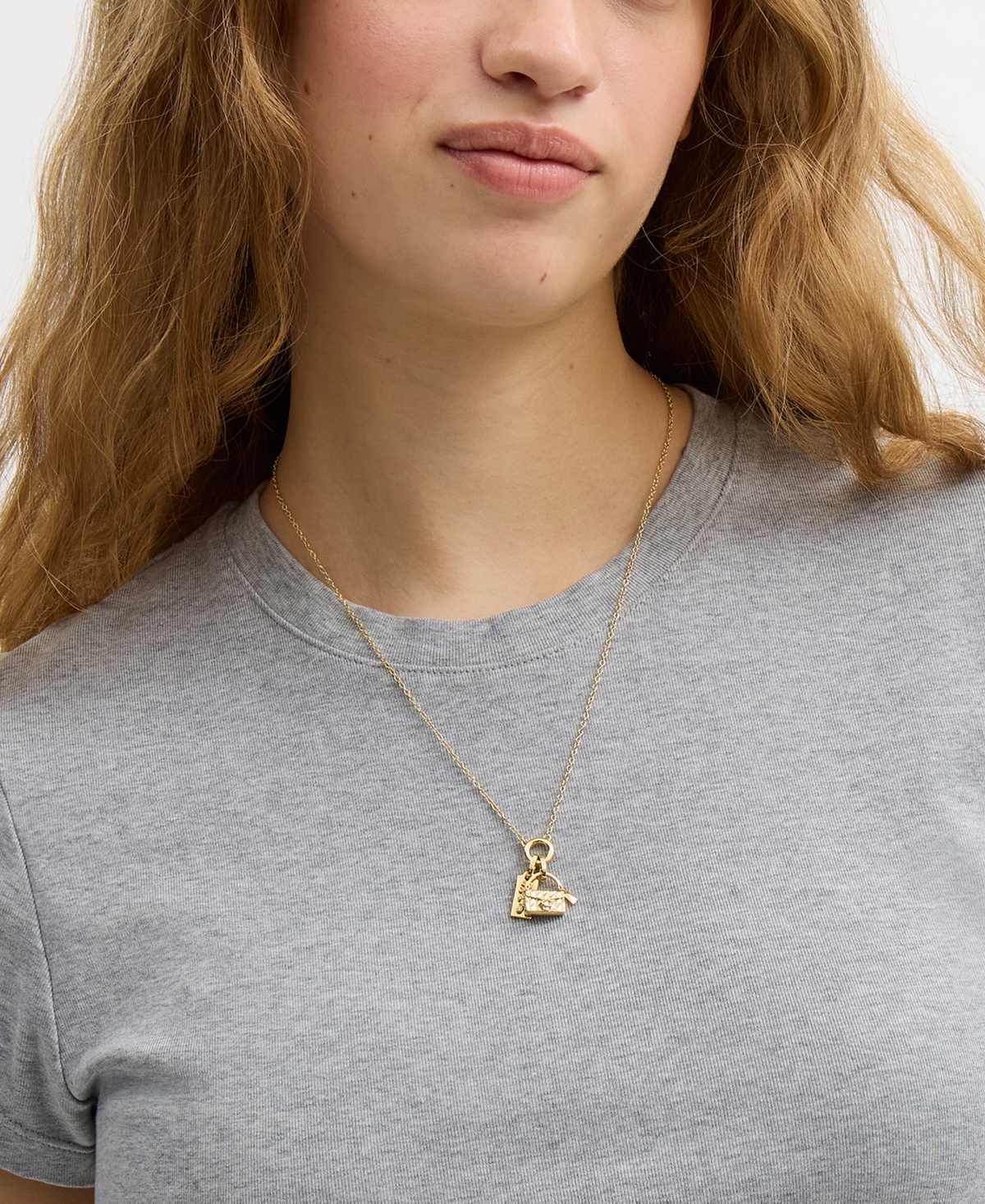 Coach Gold Signature Charm Pendant Necklace