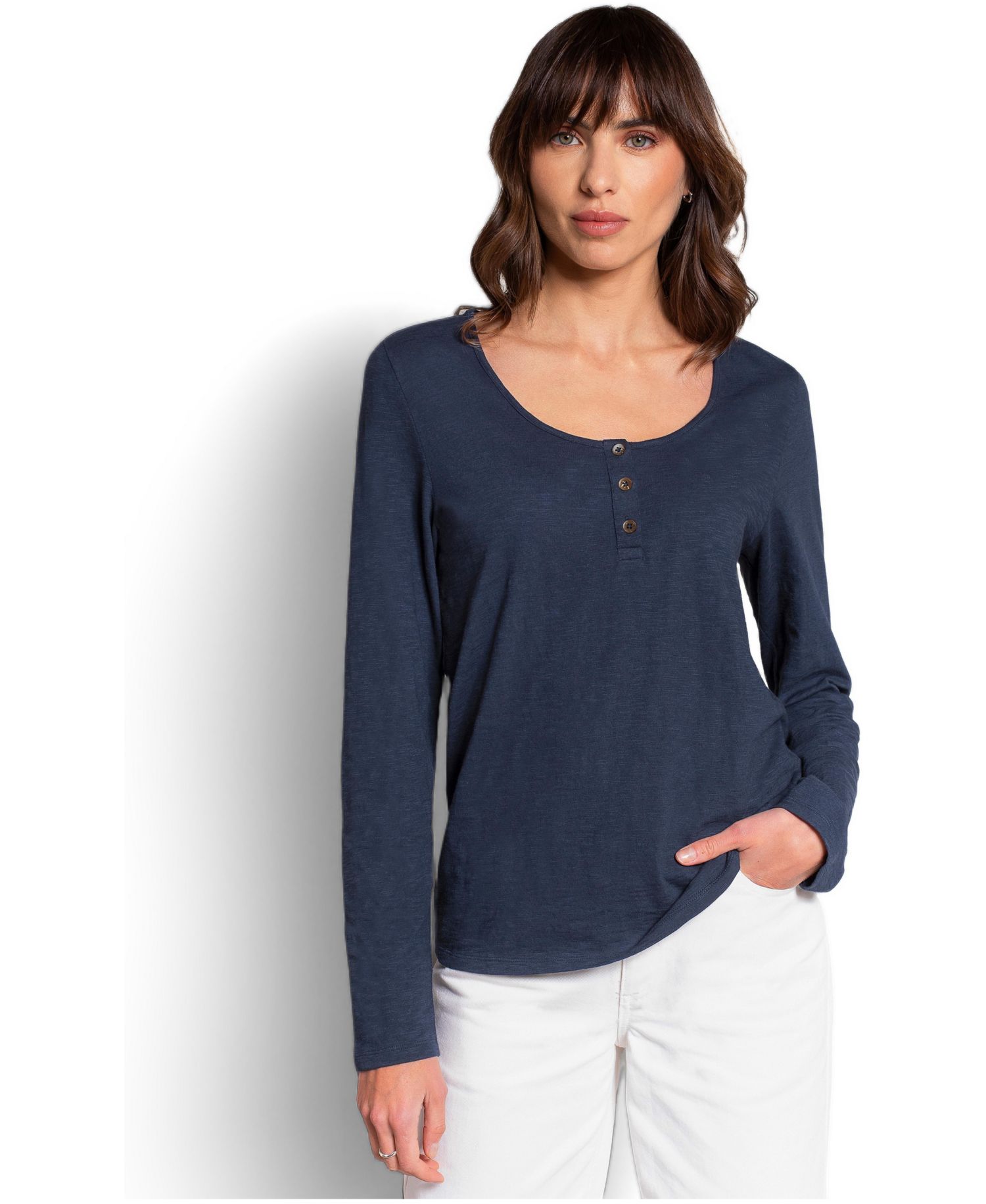 Women's Slub Jersey Scoop Neck Henley Top