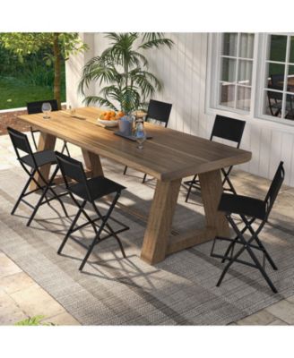 Folding Bar Stools Set of 2 Patio Sling Chairs Backrest Humanized Footrest