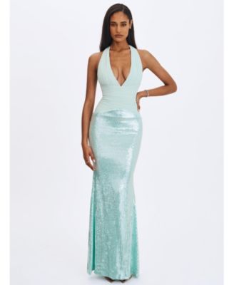 Women's Wendale Mint Sequin Plunging Mermaid Maxi Dress