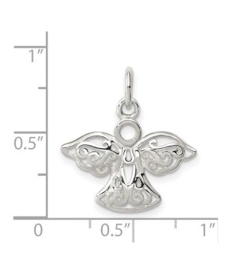 925 Sterling Silver 18 Inch 20mm Filigree Guardian Angel Charm Necklace