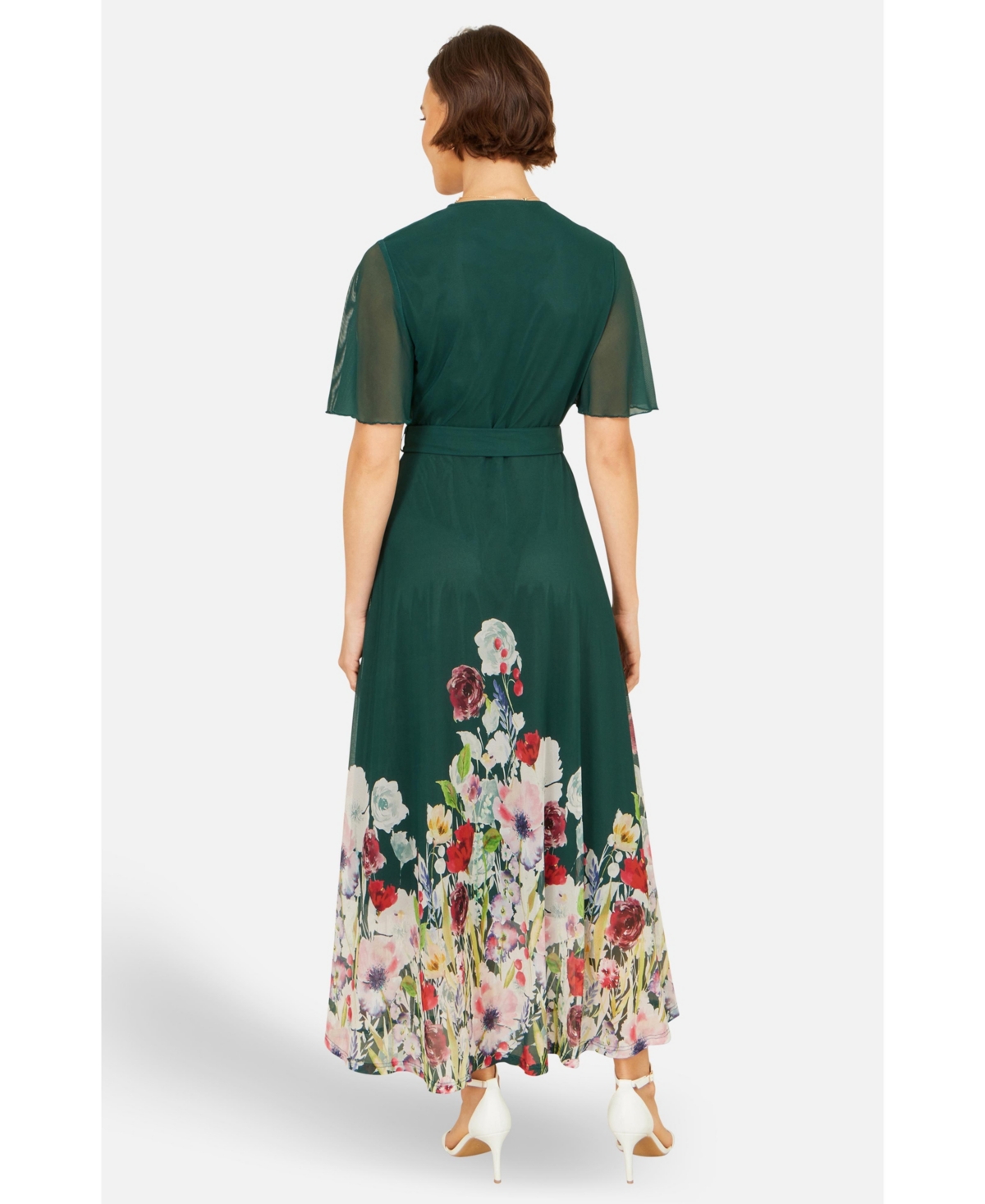 Yumi Women's Mesh Wrap Midi Dress